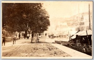 Fiume Austria-Hungary Croatia c1918 RPPC Real Photo Postcard Boat Docked