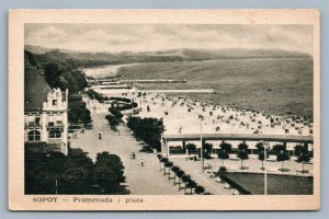 SOPOT POLAND ANTIQUE POSTCARD PROMENADA I PLAZA