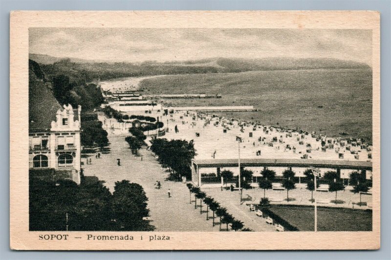 SOPOT POLAND ANTIQUE POSTCARD PROMENADA I PLAZA