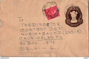 India Postal Stationery Ashoka 20 to Delhi
