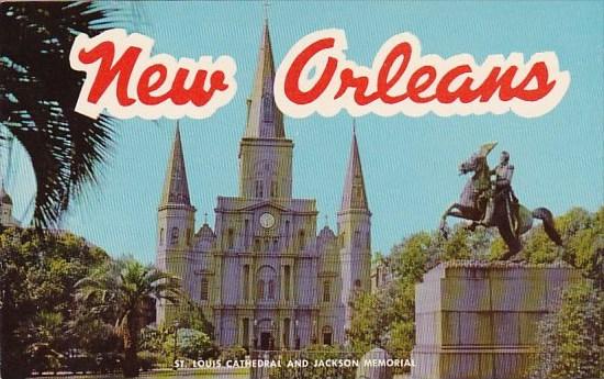 Louisiana New Orleans The Saint Louis Cathedral And Jackson Memorial