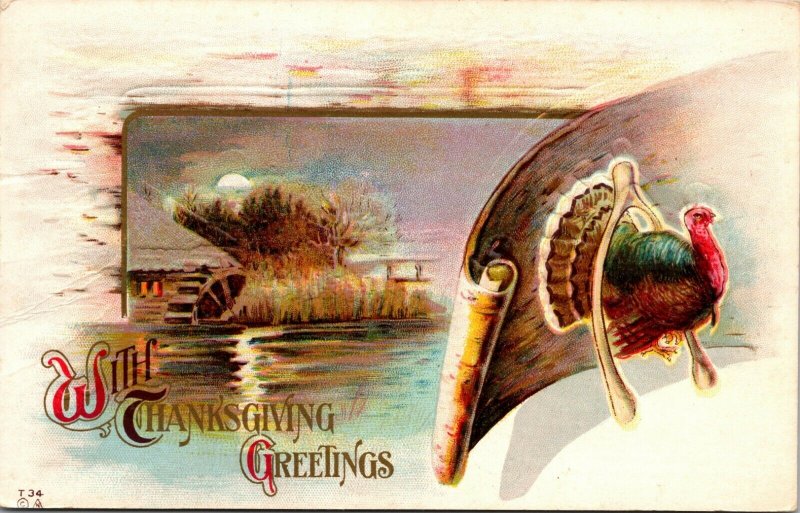 Scenic View Enter His Gates With Thanks Thanksgiving Greetings - PC -  Postcard