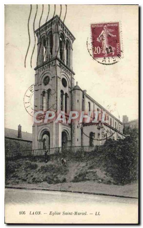 Old Postcard Laon Church Saint Marcel