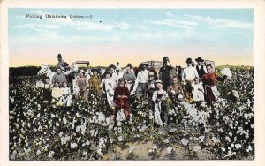 PIcking Oklahoma Cotton Farming 1920s postcard