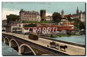 Old Postcard Pau Jurancon The Bridge and Castle Horse Tramway
