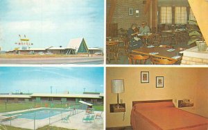 PERRY, Oklahoma~OK  CHEROKEE STRIP MOTEL~CAFE  Pool~Room  ROADSIDE 1967 Postcard 