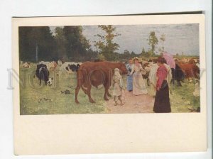 483257 USSR 1958 year artist Repin ladies walking among herd cows IZOGIZ