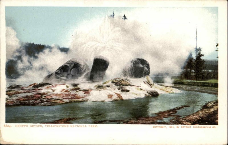 Yellowstone Park Wyoming WY Grotto Geyser 8804 Detroit Publishing c1910 Postcard