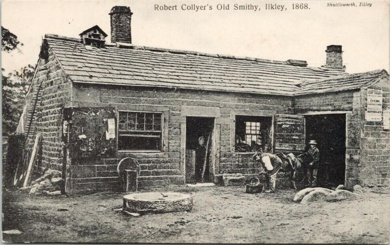 Robert Collyer's Old Smithy 1868 ilkley England UK Blacksmith c1907 Postcard E53