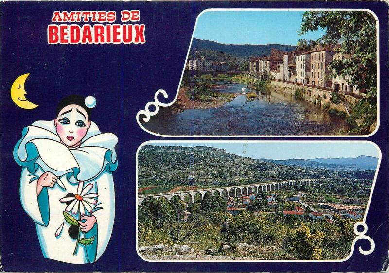 France Badarieux views & sad harlequin moon postcard  