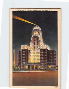 Postcard New City Hall By Illumination, Buffalo, New York