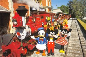 Mickey Mouse DISNEYLAND Railroad Train Donald Duck 1970s 4x6 Vintage Postcard