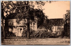 Vtg Setauket Long Island New York Benjamin Franklin Thompson Birthplace Postcard