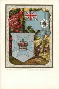 australia, QUEENSLAND, Coat of Arms, Flag (1900s) Patriotic Litho Postcard (2)