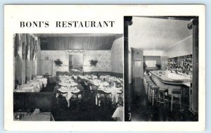 NEW YORK CITY, NY ~ Interior BONI'S RESTAURANT East 49th Street c1950s Postcard