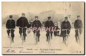 Old Postcard Marseille A brigade & # 39agents Cyclists Cycle Velo Police Dete...