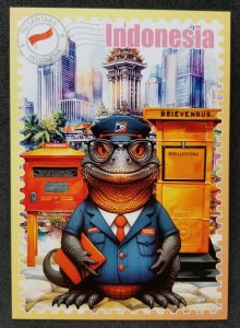 [AG] P308 Indonesia Postman & Postbox Mailbox Komodo Dragon (postcard) *New