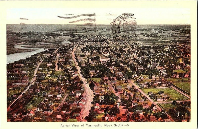 Aerial View Yarmouth Nova Scotia Canada Vintage Postcard Standard View Card