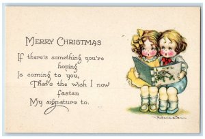 c1910's Merry Christmas Cute Little Girls Choir Unposted Antique Postcard