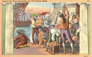 Vintage Postcard 1930's Boston Tea Party December 16, 1773 Boston Massachusetts