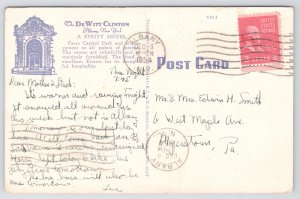 Albany New York~Hotel Dewitt Clinton~Opposite State Capitol~Linen Postcard