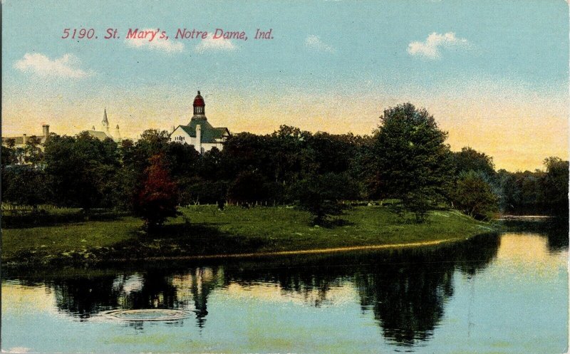 Stl Mary’s Notre Dame Indiana Vintage Postcard Unused Unposted Water Antique