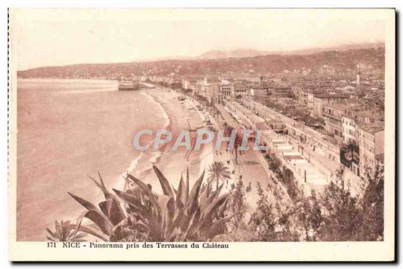 Postcard Old Nice Panorama taken castle terraces