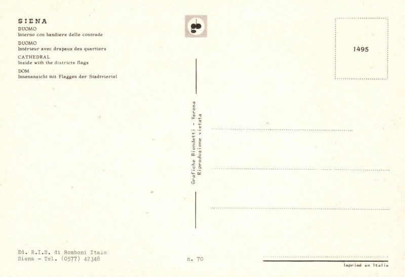 Postcard Siena Duomo Cathedral Inside The Districts Flags Italy