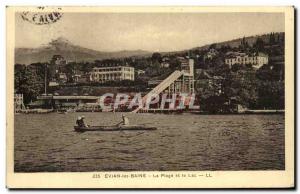 Old Postcard Evian Les Bains The Beach And Lake