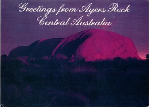 Greetings from Ayers Rock Central Australia Largest Monolith Purple Postcard D94