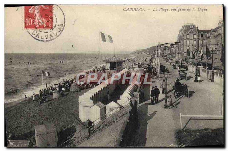 Old Postcard Cabourg Beach The view from the dike