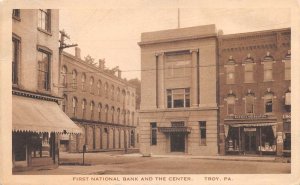 Troy Pennsylvania First National Bank and Center Vintage Postcard AA63255