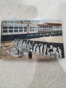 Antique Postcard Atlantic City, Sand Artist Next to Steel Pier