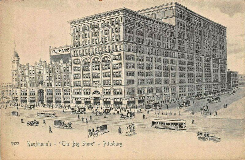 PITTSBURGH~KAUFMANN'S THE BIG STORE-ROTOGRAPH ARTIST DRAWN 1900s PHOTO POSTCARD