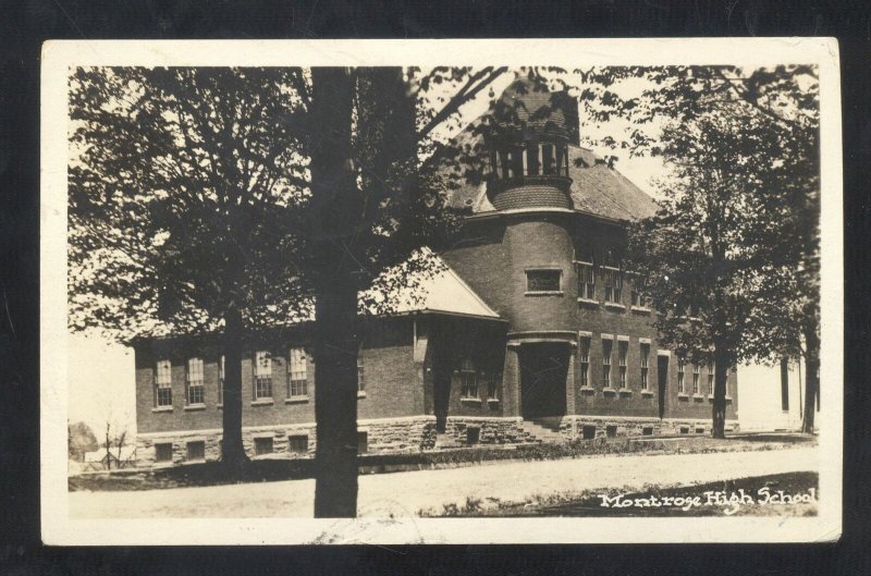 RPPC MONTROSE PENNSYLVANIA PA. HIGH SCHOOL BUILDING REAL PHOTO POSTCARD