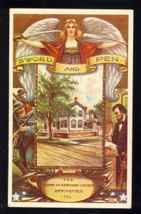 Springfield, Illinois/IL Postcard, Sword & Pen, Home Of Abraham Lincoln