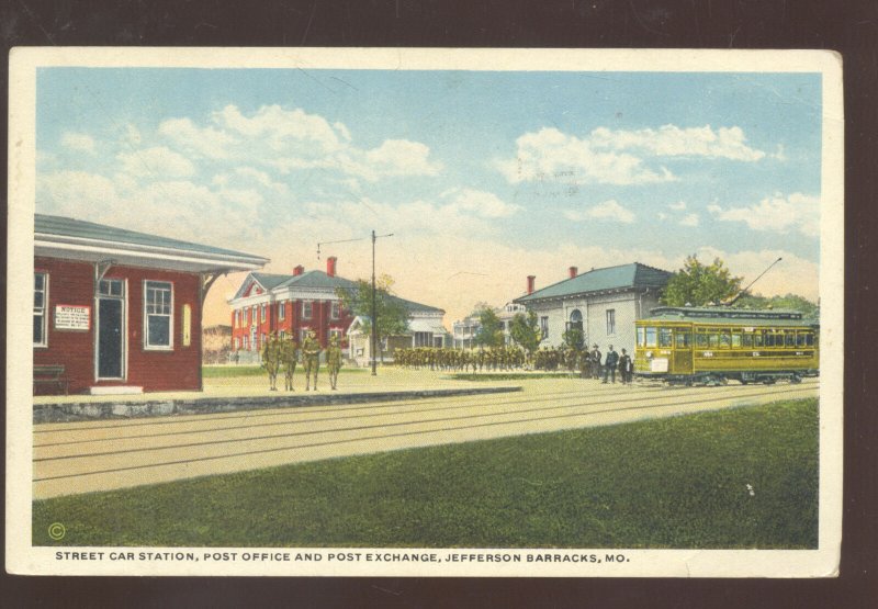 JEFFERSON BARRACKS MISSOURI RAILROAD DEPOT TRAIN STATION VINTAGE POSTCARD