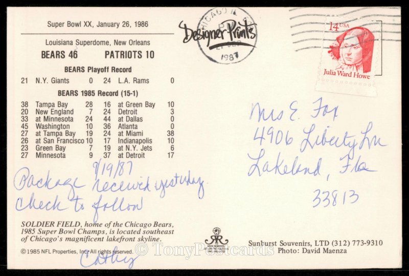 Super Bowl XX - Chicago Bears