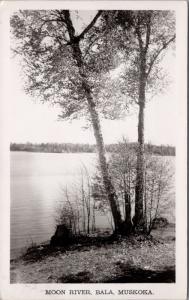 Moon River Bala Lake Muskoka ON Ontario c1949 Real Photo Postcard D47