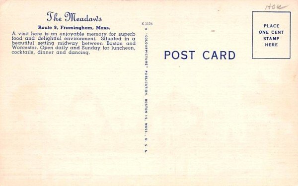 The Meadows Framingham, Massachusetts Postcard