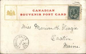 Fenelon Falls Ontario Below the Locks Patriotic Border c1905 Postcard 