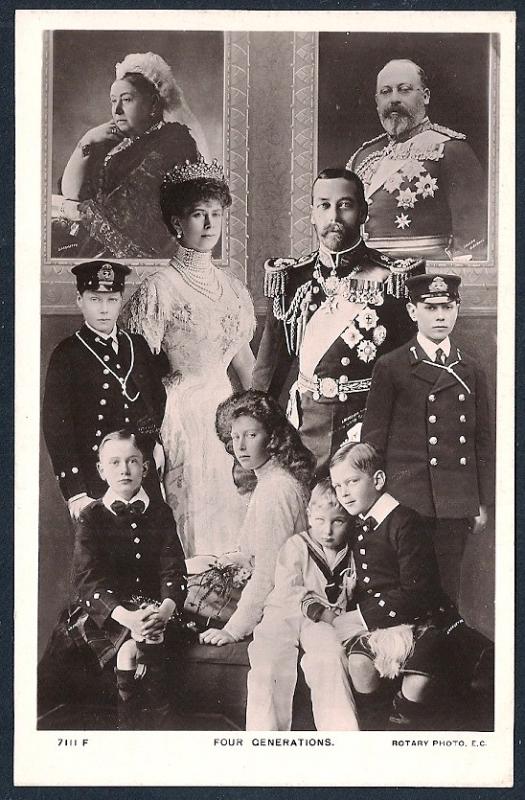 Four Generations British Royalty REAL PHOTO unused c1920's