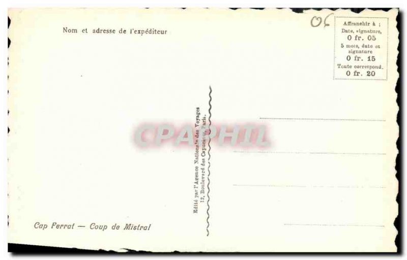 Old Postcard Cap Ferrat Coup de Mistral