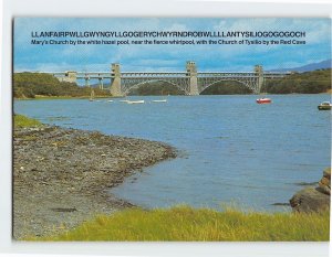 Postcard Mary's Church by the white hazel pool, Llanfairpwllgwyngyll, Wales