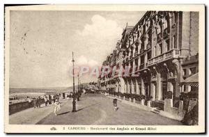 Old Postcard Cabourg Le Boulevard des Anglais Beach and the Grand Hotel