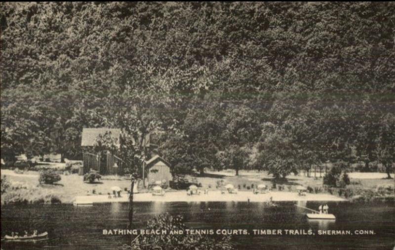 Sherman CT Beach & Tennis Courts Timber Trails Postcard