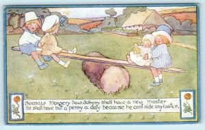 Nursery Rhyme SEESAW MARGERY DAW....Children Teeter Totter 1919  Postcard