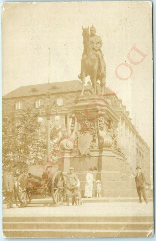 c1910s Hamburg, Germany RPPC Kaiser Wilhelm Denkmal Real Photo Cannon RARE A4