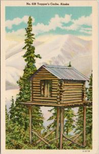 Trapper's Cache Alaska AK Unused Linen Postcard F7