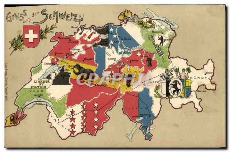 Old Postcard Gruss aus Schweiz Bear